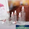 5-100ml 튜브 투명한 dropper 유리 로즈 골드 커버 아로마 테라피 액체 필수 마사지 오일 피펫 재충전 가능한 병