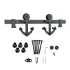 2022 new Black Steel Interior Sliding Barn Door Hardware Track Kit Antique Anchor Hanger Roller 6.6FT