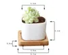 Succulent Planters Pot Houten Dienblad Wit Keramische Vierkante Planters Groene Plant Potten Cactus Desktop Balkon Vazen