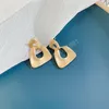 한국 여성을위한 고전적인 기하학적 금속 스터드 귀걸이 유행 골드 작은 큰 원 후프 귀걸이 소녀 패션 쥬얼리 선물