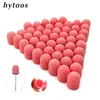 50 stks 10 * 15mm Plastic Base Pink Sanding Caps met Grip Pedicure Care Polijsten Zandblok Booraccessoires Voet Cuticle Tool 220209