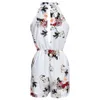 Sommer Frühling Playsuits Frauen Kurze Strampler Sexy Tiefem V-ausschnitt Frauen Overall Elastische Taille Blumen Blume Boho Stil Frauen Kleidung T200704