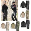 Woodland Shooting Shirt Pants Set Camouflage Kid Child Uniform Battle Dress Tactical BDU Combat Children Clothing NO05-022