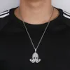 Collana con pendente a forma di polpo ghiacciato con zirconi micro pavimentati con catena a corda Uomo Donna Gioielli Hip Hop298R