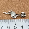 100pcs / lot dangle 골동품 실버 플라밍고 매력 펜던트 팔찌 목걸이 만들기 DIY 액세서리 12x35mm A-272A