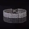 2019 Hip Hop Bracelets 3 Rows Gold Silver Cubic Zirconia Paved All Iced Out Tennis chain Bling Lab Cz Stones Bracelet for Gift Accessories