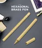 With scale Metal Gel Pen Brass Pen Handmade Hexagonal Brass Pen Bamboo