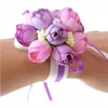 Color Rose Wrist Corsage Bridesmaid Sisters Hand Flower Artificial Bride For Wedding Party Decoration Bridal Prom 1pc FX471-41