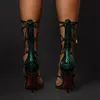 2020 مصمم جديد أحذية Green Gladiator Ongle Strap Lace Up Fashion Sandals Stiletto Heel Chic Sandals High High Cheels Women Party Shoe2770