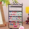 Jewelry Pouches, Bags 48 Hole Earrings Ear Studs Display Rack Metal Holder Stand Organizer Showcase Pink 295*160mm For Retail Environment