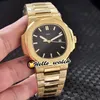 New Sport 40mm 5711 5711R-001 Gold Texture Dial Automatic Mens Watch Frost Gold Frosted Yellow Gold Case Bracelet Gents Watches Hello_Watch.