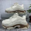 2021 Paris Casual Shoes Triple-S Clear Sole Trainers Pappa Sko Sneaker Svart Grön Kristallbotten Herr Dam Överlägsen kvalitet Chaussures