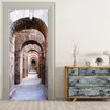 Clássico estilo europeu porta adesivos 3d estéreo arco pedra arte decoração papel de parede sala estar cozinha pvc à prova dwaterproof água murais8272878
