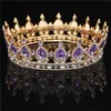 Ouro Roxo Rainha Rei Coroa Nupcial Para As Mulheres Headdress Prom Pageant Casamento Tiaras e Coroas Acessórios De Jóias De Cabelo Y1130