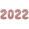2022 Number Foil Balloons Festives Decor 32inch Rose Gold Digit Air Balloon Christmas Decoration Happy New Year 4pcs
