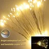 Guirlande lumineuse LED en fil de cuivre, 120 200, feux d'artifice solaires, lampe féerique, 8 modes, lampes étanches pour fête de noël et mariage