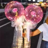 Luzido luminoso balão rosa buquê transparente bobo bola rosa dia dos namorados dia presente de aniversário decoração de casamento balões cce2937