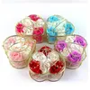 6pcs Artificial Rose Soap Flower Petal with Iron Basket Birthday Valentine Mothers Day Wedding Gift Rose Flowers