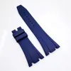 Bracelet de montre avec fermoir en caoutchouc bleu 27 mm / 18 mm pour Royal Oak 39 mm 41 mm modèle 15400 15300