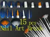 15 PCS Nail Art Decorações Escova Set Ferramentas Profissional Pintura Pena para Pontas de Prego Falso UV Prego Gel Polonês