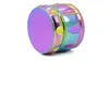 Färgglada slipmaskiner för rökning Tobak 63mm 4Layers Rainbow CNC Alloy Zink Crusher Grinder Herb Rökning Cracker Gratis