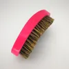 Supply voor Amazon MOQ 100 stks OEM Aangepaste Logo Gebogen borstel 360 Golven Palmborstels met Boar Bristle Pink Handle