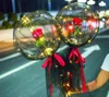 LED Lysous Balloon Rose Bouquet Transparent Bobo Ball Rose Valentines Day Gift Födelsedagsfest Bröllopsdekoration Ballonger Sn2141