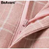 BeAvant Streetwear Rose Mode Blazer Pantalon Femmes Printemps Automne Manches Longues Blazer Manteau Élégant Femme Bureau Blazer Bas T200828