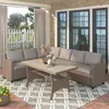 US-amerikanische Topamx-Terrasse Gartenmöbel Sets PE Rattan Wicker-Konversation Set All-Wetter-Sektional-Sofa-Set mit Tabelle weich CU214M