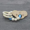 DIY Baby Teether Beech Animals ammande armband som t￤nder tr￤klass Silikonp￤rlor Rattles Toys Personliga armband