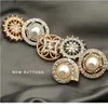 Metal Gold Silver Pearl Diamond Buttons For Clothing Women Windbreaker Suit Sweater Coat Decorative Needlework Sew jllbcm