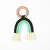 Nordic Wall Decor Woven Rainbow Kids Room Dekoracji Wisiorki Drewniane Rzemiosło Drewniane Pierścień Tassel Rainbow Wiszące ozdoby M3077