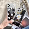 Mode populaire belle jolie marguerite fleur scintillante flux paillettes sable clair couverture téléphone étui pour iphone 12 11 pro X XS max XR 6 7 8 plus