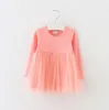 Bébé fille robe princesse enfant robes nouveau tricot à manches longues gaze robe automne Patchwork coton Tulle bulle jupe