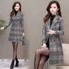 Moda calda miscele di lana femminile elegante Cappotto di lana doppio petto Donna Plaid Capispalla lungo inverno Nuovi vestiti 201218