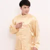 بالإضافة إلى الحجم xxxl النمط الصيني النمط البيجامات الساتان البيجامات مجموعة خمر زر بيجاما بدلة طويلة الأكمام قميص نايت وير w258p
