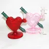 6 Inch Heart Shape Glass Dab Rigs Bong Hookah Water Pipes with 14mm bowl Hookahs Beaker Bongs Smoking Slide Bowls Quartz Bangers female