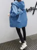 Korea Casual Trench Coat Fashion Women Long Sleeved Hooded Letter Printed Medium Loose Windbreaker Autumn Coats 201030