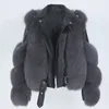 Womens Fur Faux OFTBUY Real Coat Vest Winter Jacket Donna Capispalla in vera pelle naturale Staccabile Streetwear Locomotiva 220929