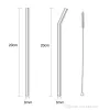 Clear Glass Straw 200*8mm Reusable Straight Bent Glass Drinking Straws with Brush Eco Friendly Glass Straws for Smoothies Cocktails BES121