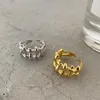 Silvology 925 Sterling Silber Unregelmäßige Ringe Versetzte Beule Zahn Durchbrochene Japan Korea Breite Ringe für Frauen Modische Jewelry301P