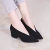 XGRAVITY Spring Autumn European American Sexy Pointed Toe Dress Shoes Deep V Design Woman Footwear Chunky Lady Wedges Shoes Hot Y200111