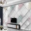 Beau fond d'écran de peintures murales 3D pour le salon minimaliste géométrique marbre modernes Papiers peints mur de fond blanc