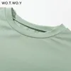 Wotwoy Verão tamanho curto manga curta t-shirt mulheres casual básico camiseta o-pescoço algodão preto branco harajuku tops feminino 220315