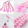 Funny Cat Stick Three Plush Interactive Cat Wand with Bell & Feathers Cat Toy LJ200826
