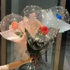 LED Luminous Balloon Rose Bouquet item Transparent Bobo Ball Rose Valentines Day Gift Birthday Party Wedding Decoration Balloons E121801