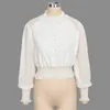 Chemises pour femmes chemises femme blanc jacquard shirt chic pochette bouffante printemps femelle sexy maille à point terre