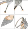 Blingbling squins 웨딩 신발 2021 연예인 영감 공식적인 착용 신발 하이힐 9.6cm 6.5cm 골드 레드 실버 로즈 - 골드 블랙 댄스 파티 신발