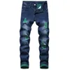 Jeans da uomo Mens Casual Street Motorcycle Denim Denim Strappato Uomo Blu Nero per Style Style
