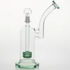 28 cm Mavi Yeşil Nargile Borular 14.4 Ortak Cam Bong Bubbler Bongs Bilimsel Boru Geri Dönüştürücü İki Fonksiyonu DAB Petrol Kuleleri Dayanıklı 500g Nargile